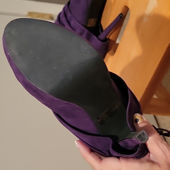 Vintage Colin Stuart Purple Suede Ankle Boots - Picture 2 of 8
